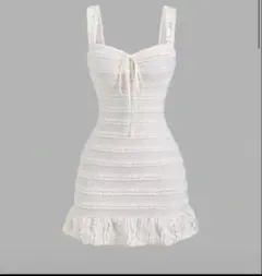 SHEIN ホワイト ノースリーブ キャミワンピース リボン付きのサムネイル