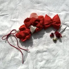 dankexx様専用　七五三　ヘッドドレス　髪飾り　リボン　赤　白【R-14】