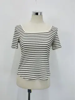 COCO DEAL⭐︎春夏ガーリー⭐︎ボーダー柄スクエアカットソーL【中古】C53