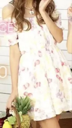 フルーツ柄ワンピース ピンク LIZLISA