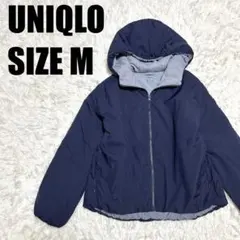 UNIQLO ユニクロ 中綿パーカ M 紺色 撥水 軽量 467
