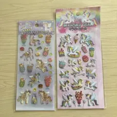 ユニコーン キラキラぷっくりシール 2장 세트
