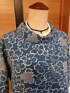 着物リメイクチュニックブラウス、Lサイズ