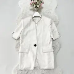 Dior*ディオール　サマージャケット　ヴィンテージ　ノーカラー　ホワイト 9