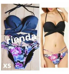 リエンダ rienda フリル付きチェック柄セパレート水着 ビキニ