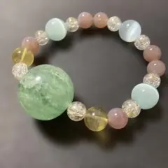 最終値下げ‼️希少大玉‼️エンジェルフェザーフローライト　天然石ブレスレット