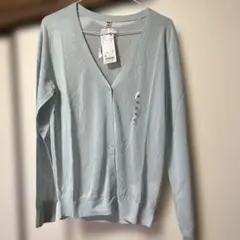 ライトブルー Vネックカーディガン XL