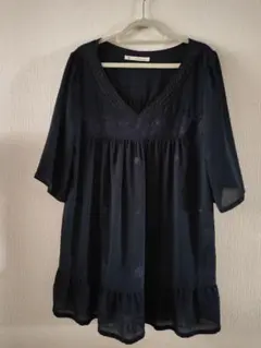 マジェスティックレゴン ネイビー Vネック チュニック Free Size