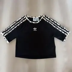adidas Originals レオパード クロップド丈リンガーTシャツ　Ｍのサムネイル
