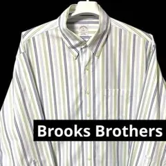 Brooks Brothers L XL 長袖シャツ ストライプ ドレス青 緑