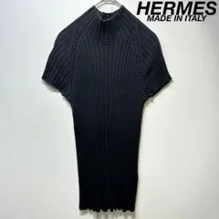 希少 HERMES ゴルチエ期 上質 カシミヤ ハイネック リブ 半袖 ニットのサムネイル