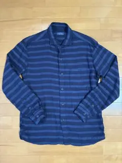 THE FLAT HEAD Club Label ボーダー長袖シャツ Mのサムネイル