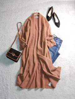 ザラ ソフトニットコート ガウン ロングカーディガン コーディガン S ゆったり