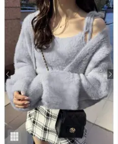 GRL カーディガン×キャミソールシャギーニットアンサンブル