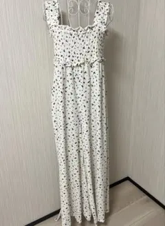 coca 人気商品 小花柄 ノースリーブ オーバーオール パンツスタイル