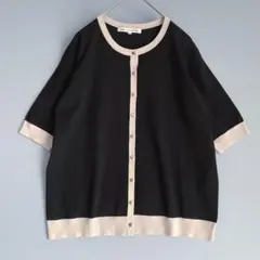 美品☆23区☆洗えるレーヨンポリエステルストレッチ 半袖 カーディガンのサムネイル