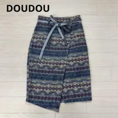 DOUDOU ドゥドゥ ジャガードスカート ひざ丈　タイトスカートのサムネイル