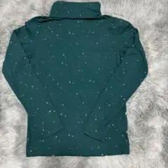 美品【earthmusic&ecology】 星柄タートルネック 青緑 M 古着