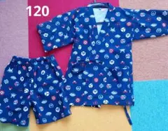 【美品】ネイビー 和柄 甚平 上下セット