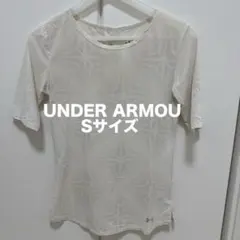 UNDER ARMOU五分袖 トレーニングウェア 総柄 ホワイト レディースS