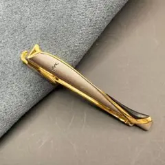 【美品】イヴサンローラン　ネクタイピン　YSLロゴ ゴールド×ブラック×シルバー