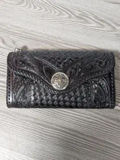 ホースバット 型押しクロコ 茶芯 ロング トラッカーウォレット 三