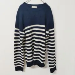 BACK NUMBER 【L】ストライプセーター ネイビー　ホワイト