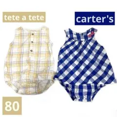 tete a tete・carter's チェック柄ノースリーブロンパース 2枚のサムネイル