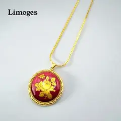 【antique】LIMOGES リモージュ　ペンダント　ネックレス　ゴールド