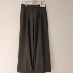 新品 ユニクロ タックワイドパンツ コットン Olive M
