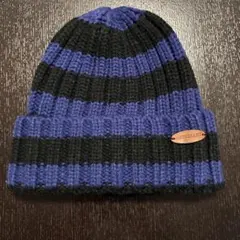AMPERSAND 黒と紺(紫に近い)のストライプニット帽　キッズ
