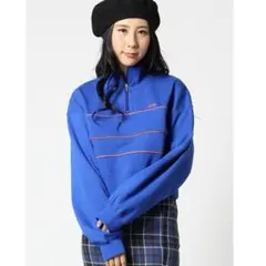 【X-girl × YURINOコラボ】 ハーフジップ スウェット ブルー