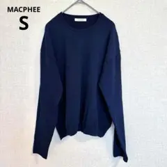【マカフィー】長袖ニット 綺麗め カジュアル シンプル コットン100 ネイビー