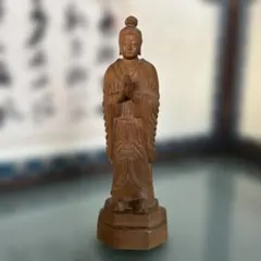月光菩薩 木彫り 仏像 合掌 手彫り