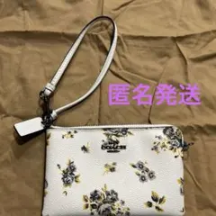 COACH花柄ポーチ ホワイト 小型