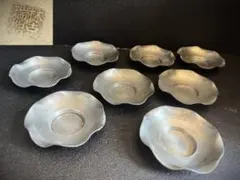 a722 名工 加藤作助 赤津焼 丸皿 9客 赤津瀬戸 中皿 懐石道具 a722 ② 名工 加藤作助 赤津焼 丸皿 9客 赤津瀬戸 中皿 懐石道具