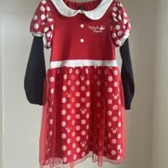 ミニーマウス 赤 ドット柄 ワンピース 120