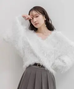 ラメニット　アイボリーニット　ホワイトニット