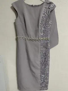 キャバドレス　JEWELS グレー レース装飾ドレス