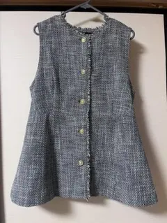 しまむら　ジレ　ツイード　ペプラム　Lサイズ