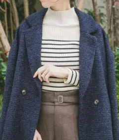 ニット セーター★「洗濯可」モチモチハイネックリブニット★ボーダー★ZOZO★