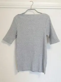 ユニクロ　リブボートネックTシャツ　5分袖