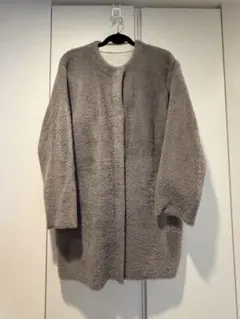 グレー フリースロングジャケット　フリーサイズ