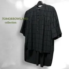 TOMORROWLAND ストレッチブロード ハイネックカラーブラウス リボン付 