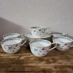 noritake ノリタケ カップ&ソーサー ボーンチャイナ 6客セット 金縁