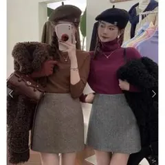 インパン付き千鳥格子チェック台形スカート