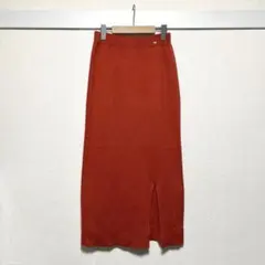 ティーナジョジュン ウール混 ニット カラータイトスカート レッド S スリットのサムネイル