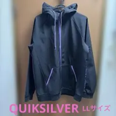 美品✨️QUIKSILVERブラック×パープル ジップアップパーカー LL撥水防風
