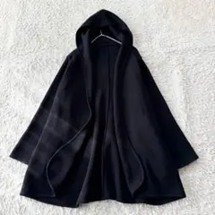 FOXEY カシミヤ混 カーディガン ハーフ トーン フード付 ブラック 羽織り