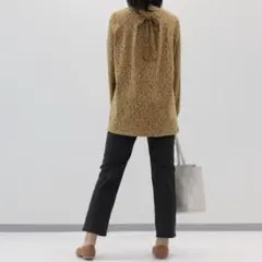 新品✨　ミントブリーズ　バックリボン 花柄 チュニック 長袖　Lサイズ　ベージュのサムネイル